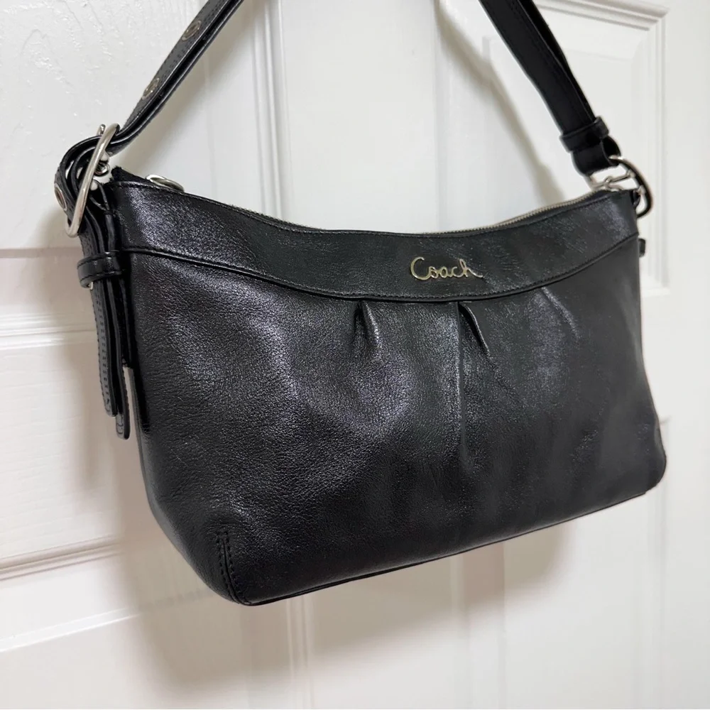 Coach Ashley Pleated Leather Shoulder Bag‎ Black Y2K